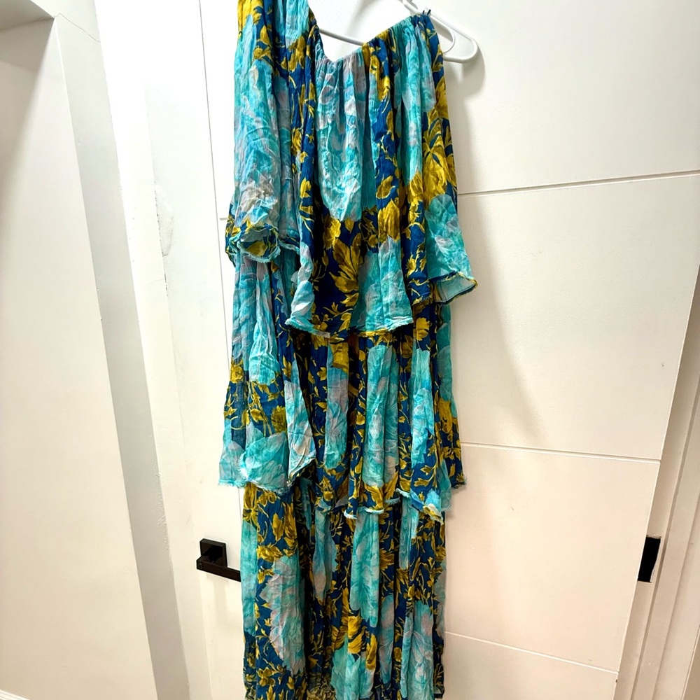 Zara Blue and Yellow Floral Maxi Dress